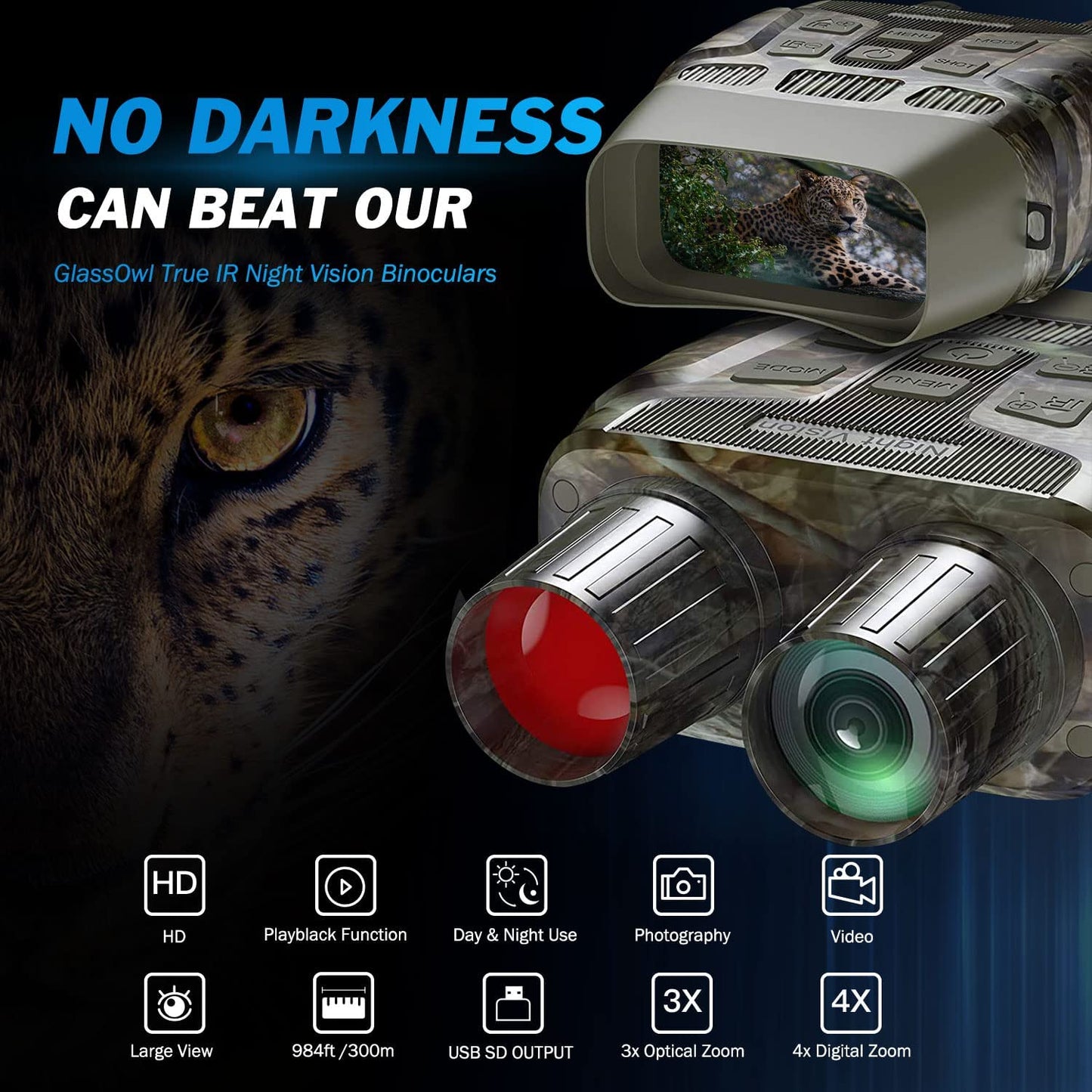 Night Vision Goggles - Digital Infrared Night Vision for Viewing in 100% Darkness-Hd 1080P Image & Video from 984Ft for Hunting Camping Birds Watching