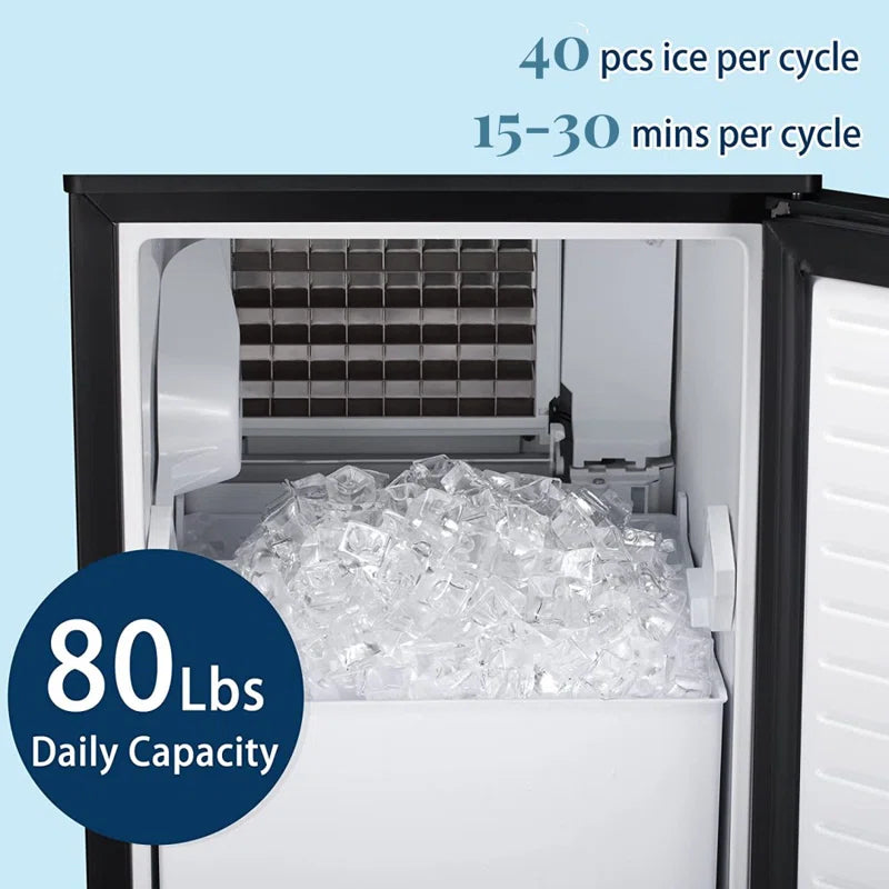 80 Lb. Daily Production Cube Clear Ice Freestanding Ice Maker