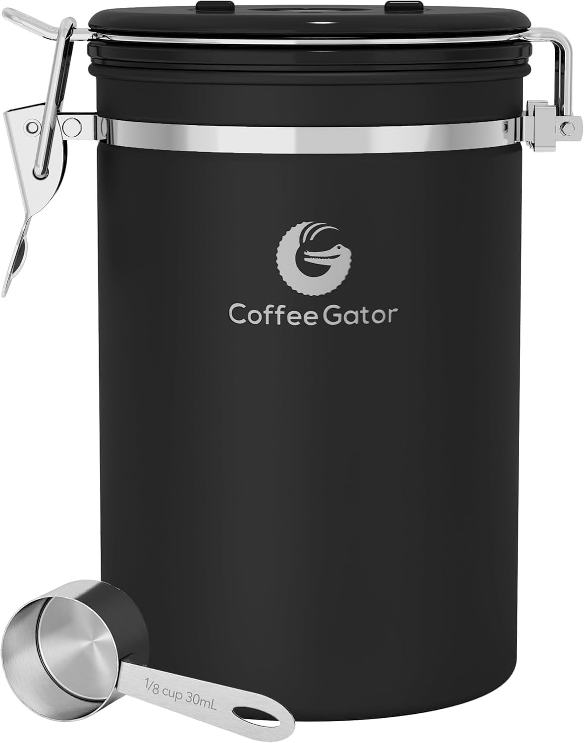 Premium Airtight Coffee Canister - 16oz Stainless Steel & 4oz Borosilicate Glass with Date Tracker & Scoop for Fresh Beans, Ground Coffee, Sugar, Tea, & Cookies