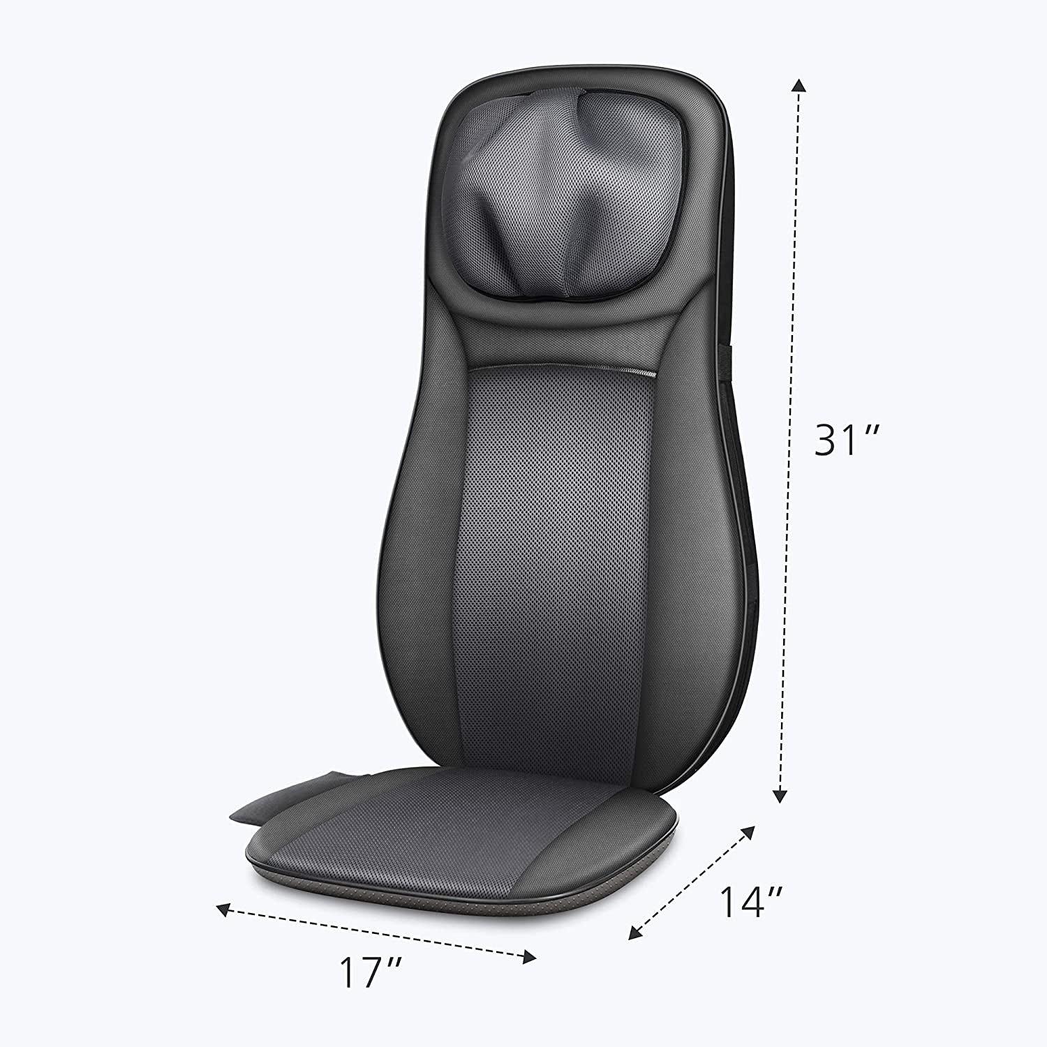 Shiatsu Neck & Back Massager with Heat, Full Back Kneading Shiatsu or Rolling Massage, Massage Chair Pad with Height Adjustment, Back Massager for Neck and Shoulder