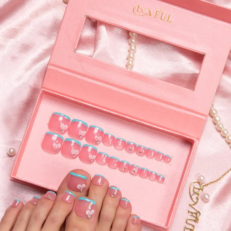 20PCS SIZE FREE Lovful Acrylictoes Handmade Press on Feet Nails Pedicure Acrylicnailtoes (RY)