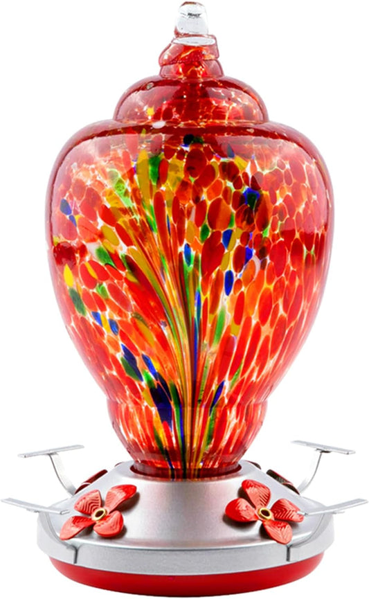 Brighten up your patio with our stunning 32 oz Hand Blown Glass Hummingbird Feeder! 🐦✨ Comes with an ant moat, hanging hook, and more! Perfect for attracting beautiful hummingbirds! 🌺💖 #HummingbirdFeeder #PatioDecor